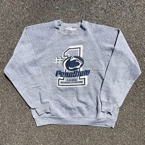 Vintage 80s Penn State Football Jerzees Gray Crewneck Sweater